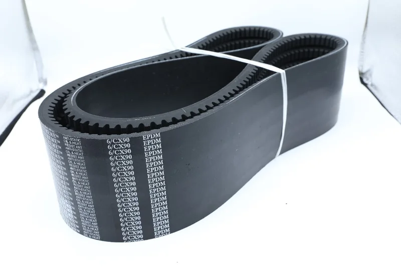 Wide banded cogged V-belt sample showing joined strands