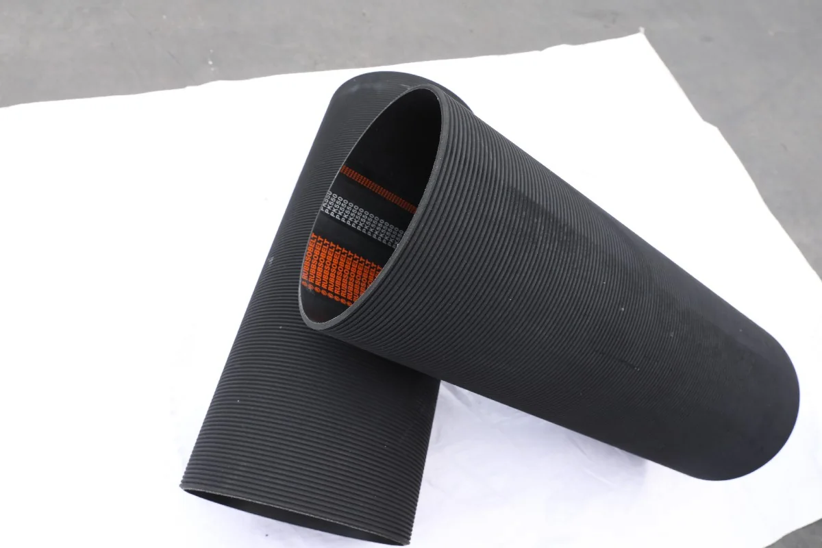 Ribbed belt sleeve with internal product markings